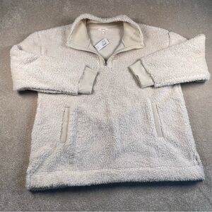 Maurices Sherpa Sweater Sweatshirt Quarter Zip NWT Cream Women's XL